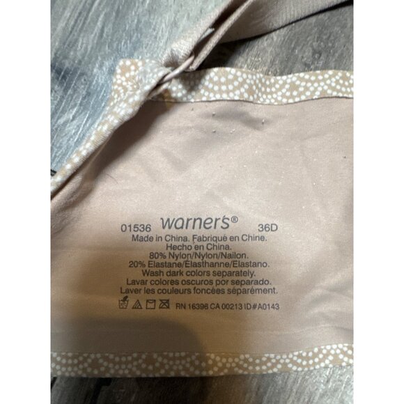 Warners Womens Lightly Lined Underwire Bra 36D Beige Pattern Adjustable Straps & - Picture 4 of 4
